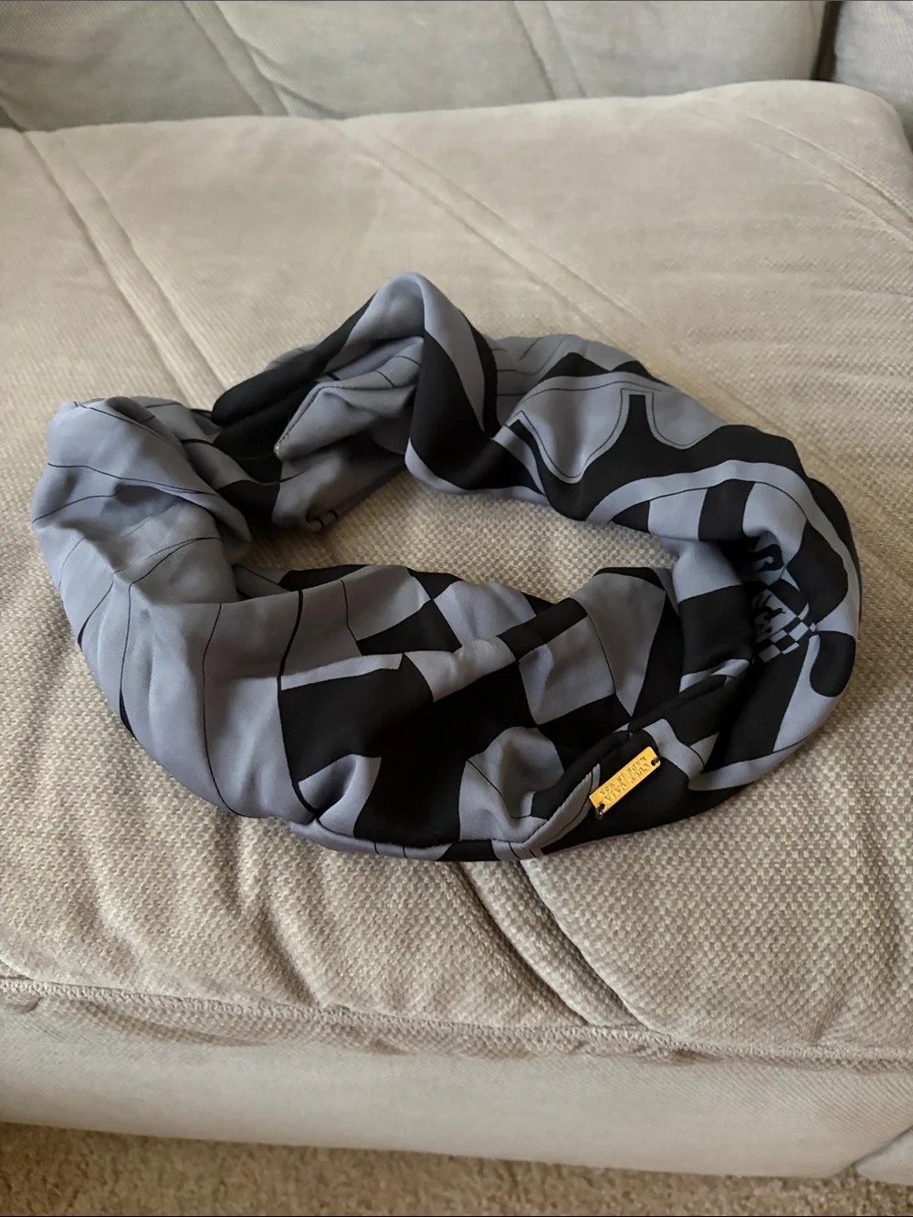 cult gaia Black & Gray Patterned Hair Scarf